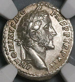 148 NGC XF Antoninus Pius Roman Empire Denarius Salus Snake Rudder (24050902C)