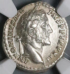 148 NGC XF Antoninus Pius Roman Empire Denarius Salus Snake Rudder (24050902C)