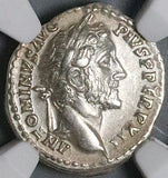 148 NGC XF Antoninus Pius Roman Empire Denarius Salus Snake Rudder (24050902C)