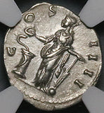 148 NGC XF Antoninus Pius Roman Empire Denarius Salus Snake Rudder (24050902C)
