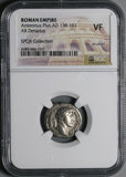 146 NGC VF Antoninus Pius Roman Empire Denarius Jupiter Thunderbolt Throne (26051004C)
