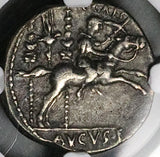 8 BC NGC Ch VF Augustus Denarius Roman Empire Caesar Gaius Galloping Legionary Eagle Rare (25121101C)