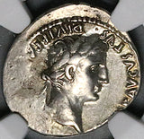 13 NGC Ch VF Augustus Roman Empire Denarius Tiberius Quadriga Triumph (26010702C)