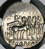 13 NGC Ch VF Augustus Roman Empire Denarius Tiberius Quadriga Triumph (26010702C)
