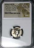 13 NGC Ch VF Augustus Roman Empire Denarius Tiberius Quadriga Triumph (26010702C)