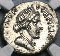 19 BC NGC  Ch XF Augustus Roman Empire Denarius Rare Elephant Biga (25062301C)