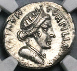 19 BC NGC  Ch XF Augustus Roman Empire Denarius Rare Elephant Biga (25062301C)