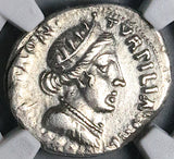 19 BC NGC  Ch XF Augustus Roman Empire Denarius Rare Elephant Biga (25062301C)