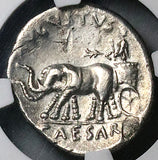 19 BC NGC  Ch XF Augustus Roman Empire Denarius Rare Elephant Biga (25062301C)