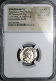 19 BC NGC  Ch XF Augustus Roman Empire Denarius Rare Elephant Biga (25062301C)