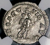 213 NGC Ch XF Caracalla Roman Empire Denarius Rare Emperor Attendant (26091701C)