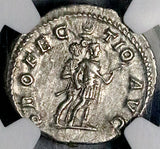 213 NGC Ch XF Caracalla Roman Empire Denarius Rare Emperor Attendant (26091701C)