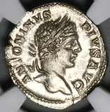207 NGC AU Caracalla Roman Empire Denarius Securitas Throne Altar (25052802C)