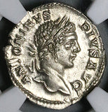 207 NGC AU Caracalla Roman Empire Denarius Securitas Throne Altar (25052802C)