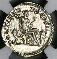207 NGC AU Caracalla Roman Empire Denarius Securitas Throne Altar (25052802C)