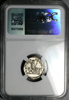 207 NGC AU Caracalla Roman Empire Denarius Securitas Throne Altar (25052802C)