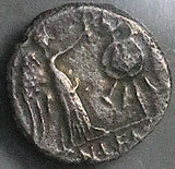 88 BC NGC F Cn Clodianus Roman Republic Quinarius Jupiter Victory Crowning Trophy (26101204C)