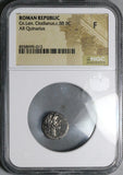 88 BC NGC F Cn Clodianus Roman Republic Quinarius Jupiter Victory Crowning Trophy (26101204C)