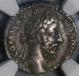 185 NGC VF Commodus Denarius Roman Empire Concordia Legions Standards RARE (26092501C)
