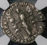 185 NGC VF Commodus Denarius Roman Empire Concordia Legions Standards RARE (26092501C)