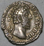185 Commodus Denarius VF Roman Empire Haranguing 3 Soldiers RARE (26061902R)