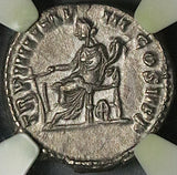 179 NGC Ch XF Commodus Roman Empire Denarius Fortuna Rare Portrait (24120301C)