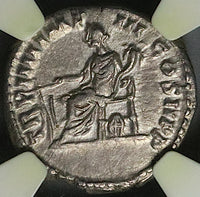 179 NGC Ch XF Commodus Roman Empire Denarius Fortuna Rare Portrait (24120301C)