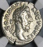 184 NGC VF Commodus Denarius Roman Empire Jupiter Thunderbolt Britain Victory (26050703C)