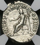 184 NGC VF Commodus Denarius Roman Empire Jupiter Thunderbolt Britain Victory (26050703C)