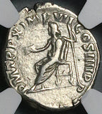 184 NGC VF Commodus Denarius Roman Empire Jupiter Thunderbolt Britain Victory (26050703C)