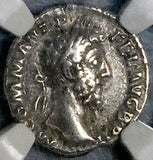 185 NGC Ch VF Commodus Roman Empire Denarius Commemorative Victory Inscribing VODE (20050103C)
