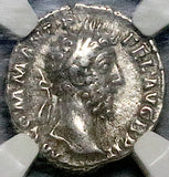 185 NGC Ch VF Commodus Roman Empire Denarius Commemorative Victory Inscribing VODE (20050103C)