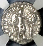 185 NGC Ch VF Commodus Roman Empire Denarius Commemorative Victory Inscribing VODE (20050103C)