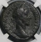 181 NGC Ch F Commodus Liberalitas Largesse Scene AE Sestertius Roman Empire Coin (25010802C)