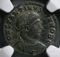 326 NGC Ch VF Constantine II AE3 Nummus Roman Empire Campgate Heraclea (25082401C)