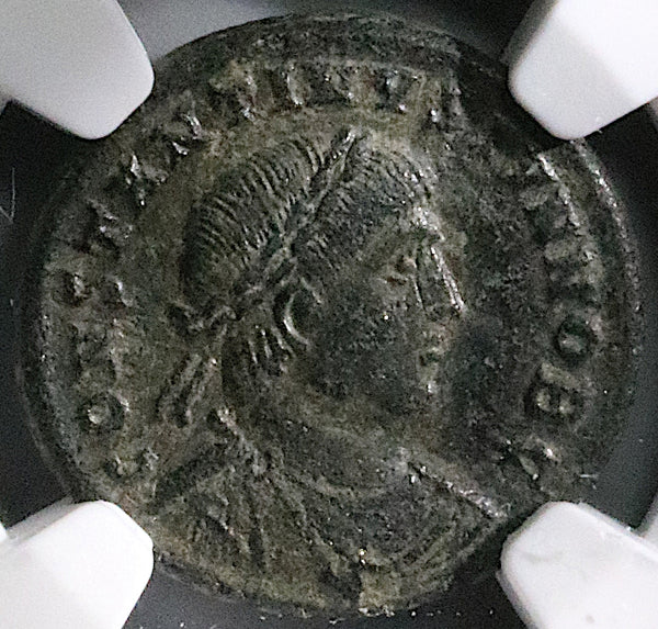 326 NGC Ch VF Constantine II AE3 Nummus Roman Empire Campgate Heraclea (25082401C)