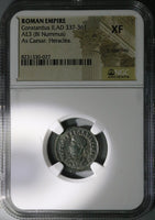 325 NGC XF Constantius II AE3 Nummus Roman Emp Campgate Heraclea (25082403C)