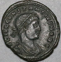 330 Constantius II AE3 Roman Empire Soldiers Legionary Standards XF (25012502R)