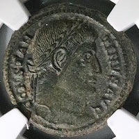 328 NGC Ch VF Constantine I Nummus AE3 Roman Empire Campgate Siscia (25082301C)