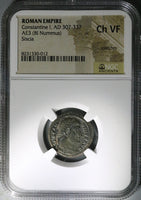 328 NGC Ch VF Constantine I Nummus AE3 Roman Empire Campgate Siscia (25082301C)