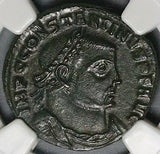 312 NGC AU Constantine I Nummus AE3 Roman Empire Jupiter Thessalonica Mint 5/5 4/5 (26041103C)