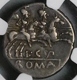 147 BC NGC Ch F Cupiennius Denarius Roman Republic Dioscuri Roma (24062302C)