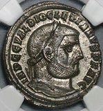 296 NGC XF Diocletian Follis Nummus Roman Empire Genius Heraclea Mint (26040302C)