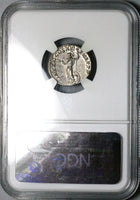92 NGC AU Domitian Roman Empire Denarius Minerva Thunderbolt Spear Shield 4/5 5/5 (25100402C)