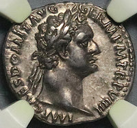 90 NGC Ch XF Domitian Roman Empire Denarius Minerva Shield Spear (24020201C)