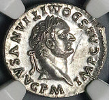 81 NGC Ch AU Domitian Roman Empire Denarius Throne Luster (26021603C)