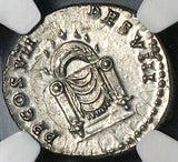 81 NGC Ch AU Domitian Roman Empire Denarius Throne Luster (26021603C)