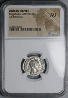 221 NGC AU Elagabalus Denarius Roman Empire Emperor Sacrificing Altar (23060501C