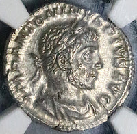 219 NGC MS Elagabalus Denarius Roman Empire Emperor Sacrificing Altar (23121702C)