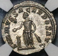 219 NGC MS Elagabalus Denarius Roman Empire Emperor Sacrificing Altar (23121702C)